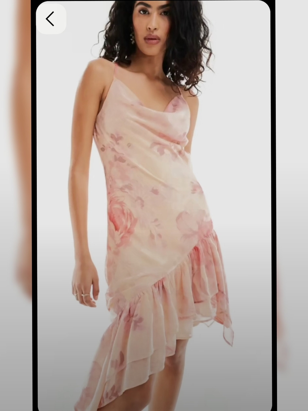 Miss Selfridge Pink Floral Asymmetric Slip Dress